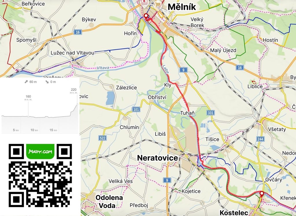 Mapa výletu z QR kódem pro navigaci